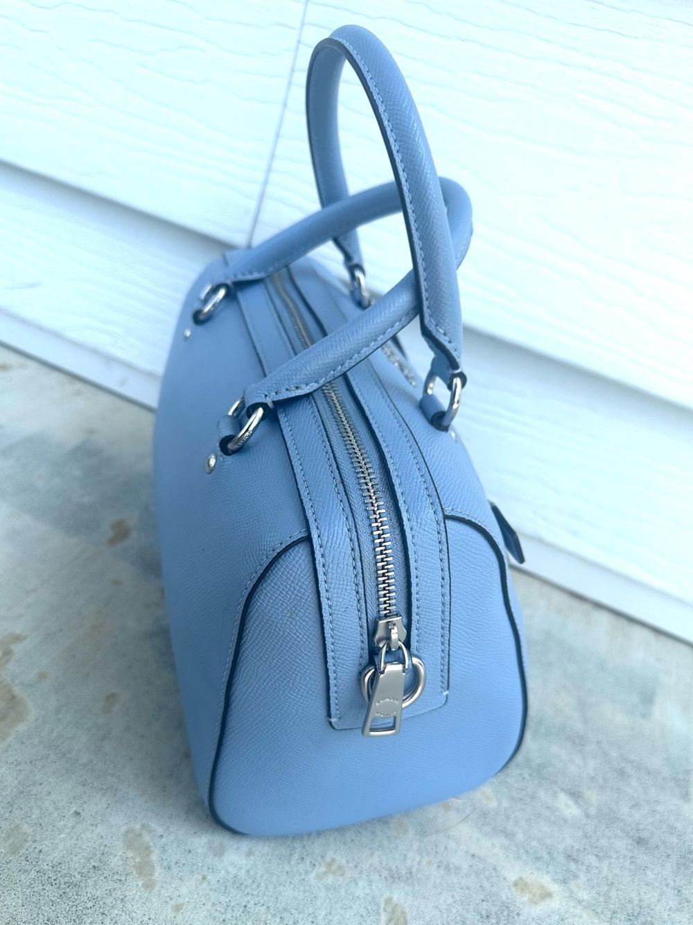 COACH Rowan Gray Twilight Blue Leather Crossbody Purse Bag Silver Hardware 79946 - Picture 9 of 17